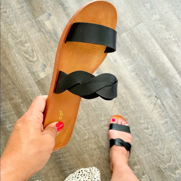 Black Braided Slide Sandal - Picture 2 of 4
